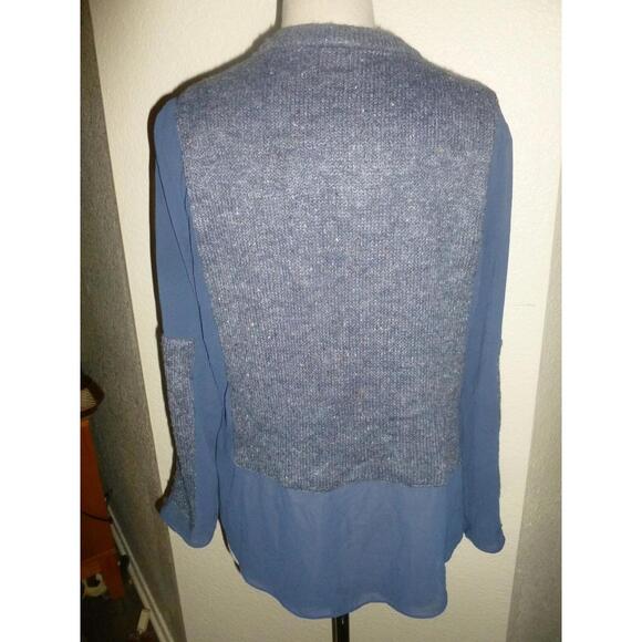 Aryn K. Sheer Chiffon Back Fashion Sweater Top in Navy Blue Pullover‎ M Medium - Picture 5 of 6